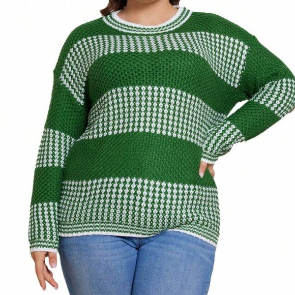 Plus Two Tone Drop Shoulder Sweater - Picture 1 of 6